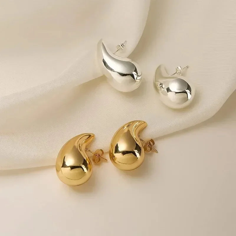 925 Sterling Silber 18K Gold Plattierte Chunky Kuppel Tropfen Ohrringe für Frauen Shop Nory
