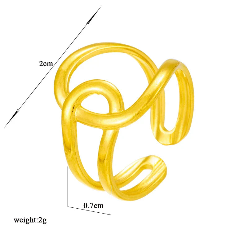 Edelstahl Geometrische Twist Offene Ring für Frauen | Shop Nory