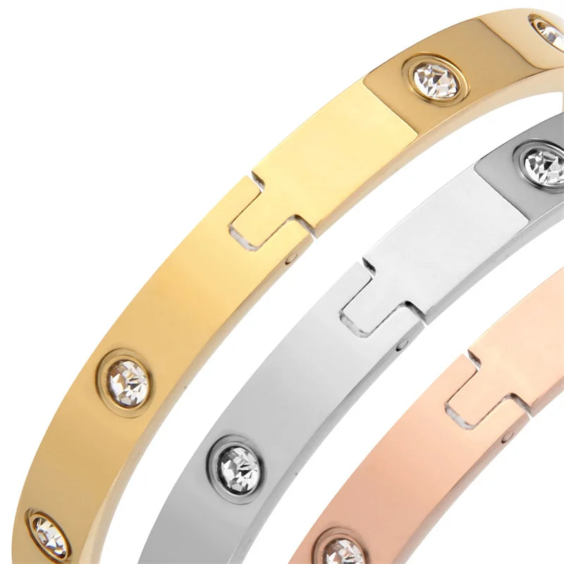 Edelstahl Rhinestonto Bangle-Armband für Frauen Shop Nory
