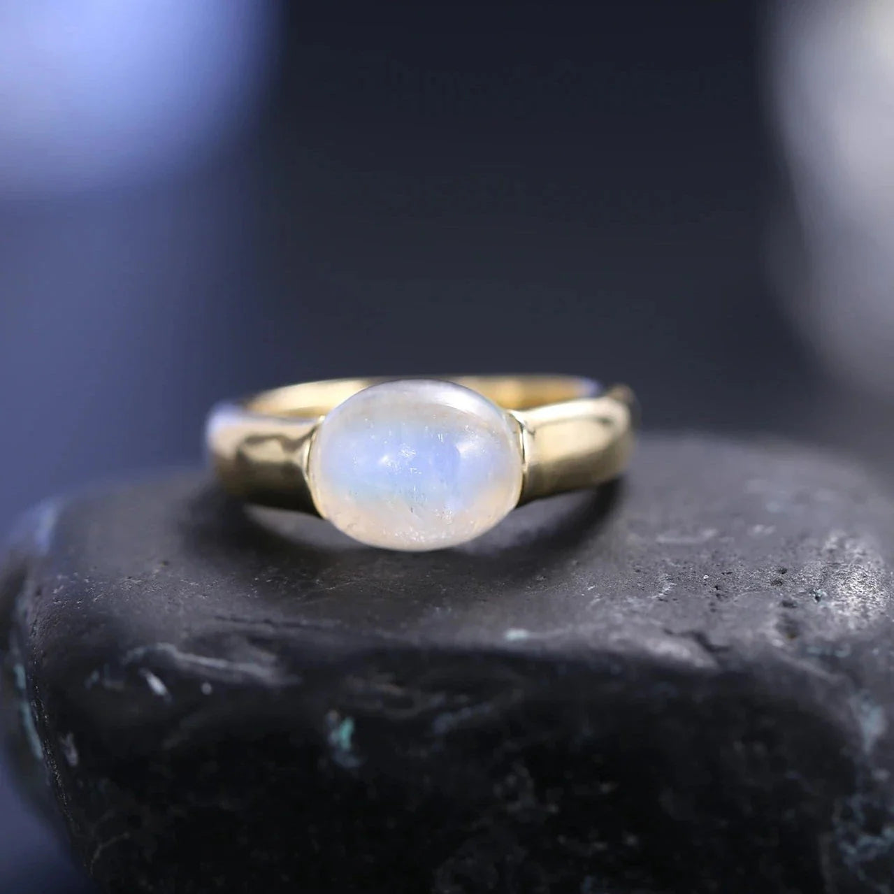 Herren-Mondsteinring aus Gold, schlichtes und minimalistisches Sterlingsilber | Shop Nory