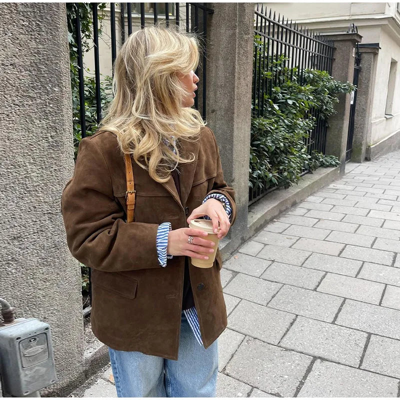 Elegante Braune Wild jacke