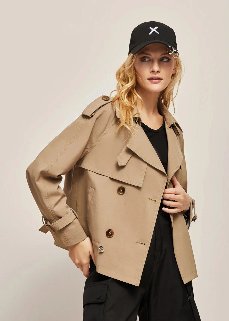 Shopnory | Doppelreihiger Trenchcoat für Damen - formelle und lässige Jacke