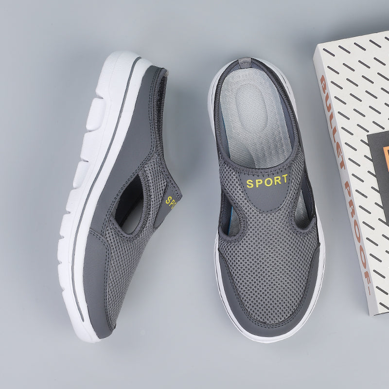 ShopNory Damen Slip-On-Pantoletten aus Mesh mit seitlichen Ausschnitten