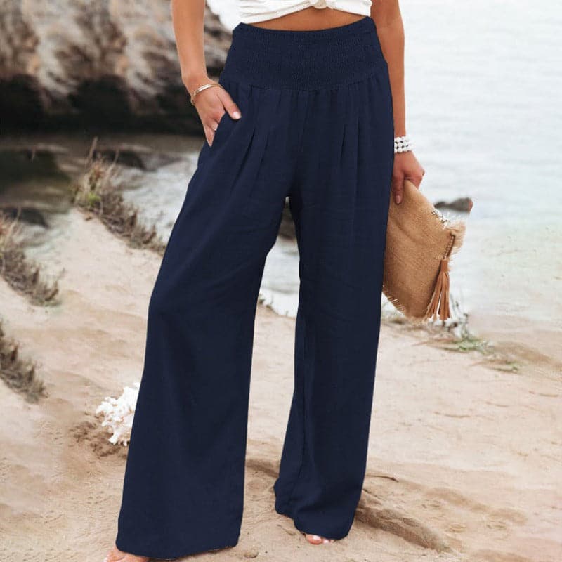 Shopnory | Lässige Weite Leinenhose für Frauen