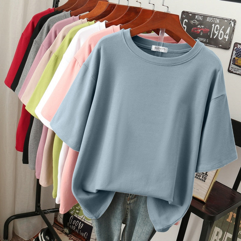 ShopNory | Oversized Baumwoll-Basic-T-Shirt für Damen