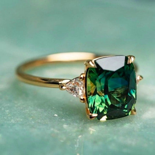 Grüner Zirkonia-Ring in Gold | Shop Nory