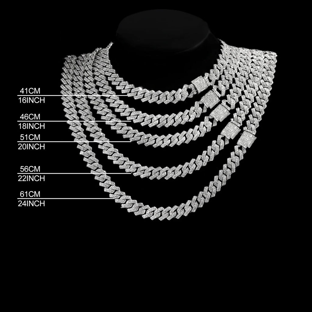 Gold Cuban Link Kette – 2-reihige Strass-Prong-Halskette für Männer & Frauen Shop Nory