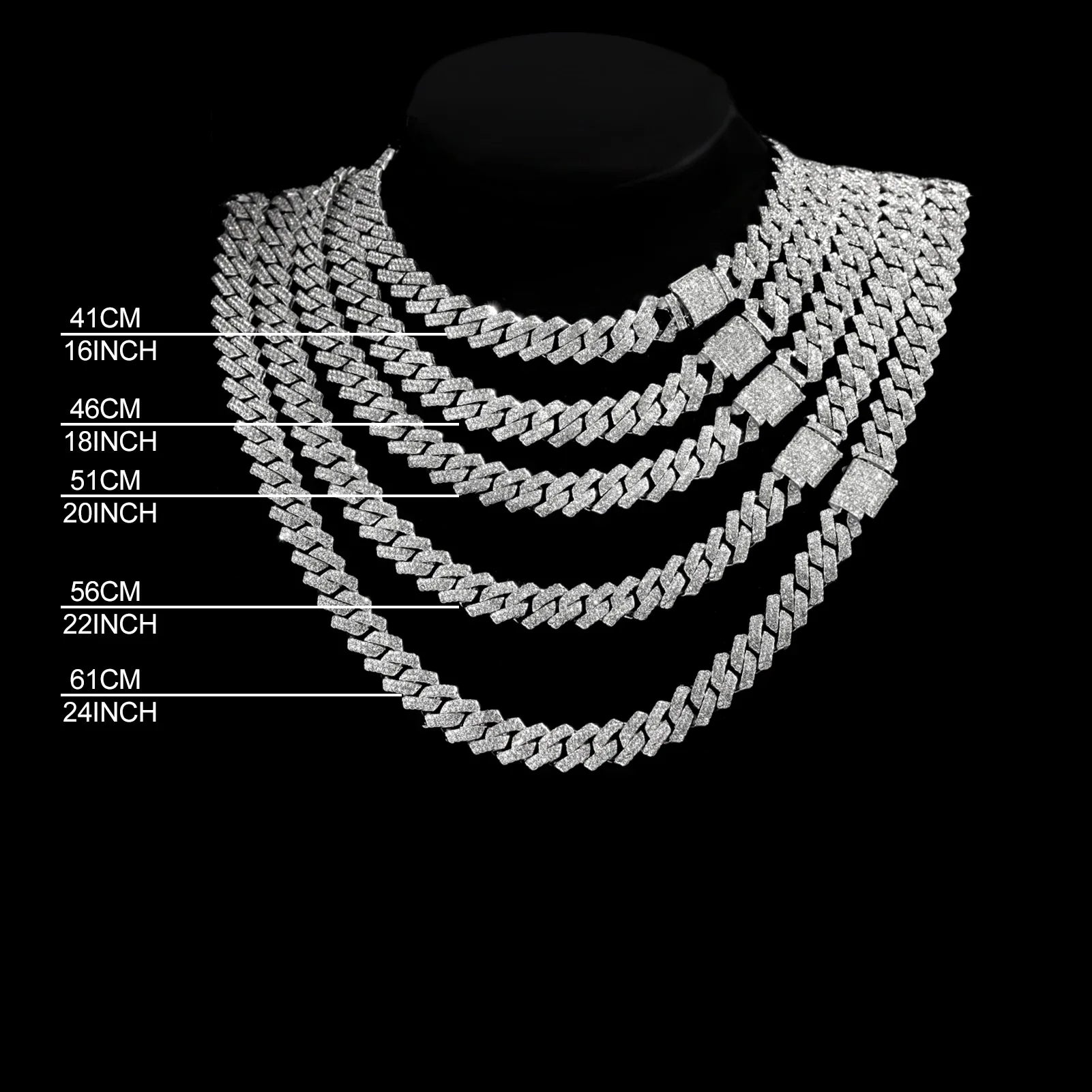 Gold Cuban Link Kette – 2-reihige Strass-Prong-Halskette für Männer & Frauen Shop Nory