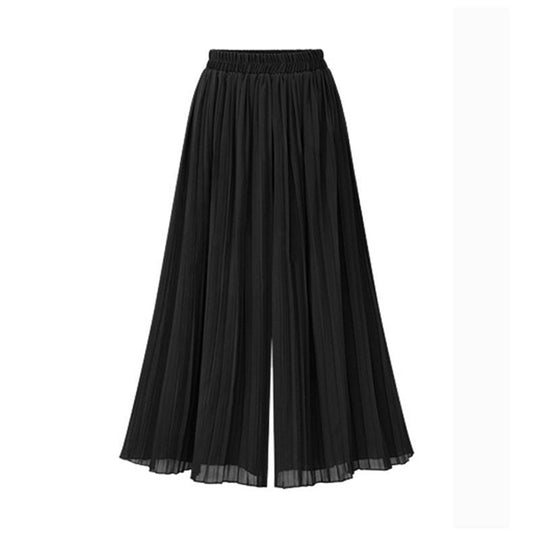 Damenhose mit weitem Bein und Mesh-Detail