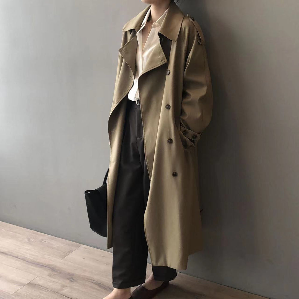 Trenchcoat Damen Oversized Windbreaker, Doppelreihig