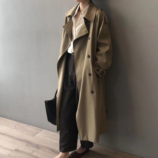 Trenchcoat Damen Oversized Windbreaker, Doppelreihig
