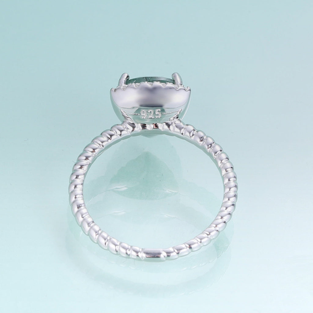Moosachat-Ring im Billionenschliff aus 925er Sterlingsilber | Shop Nory