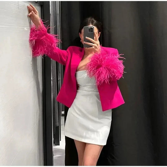 Blazer mit Federn für Damen