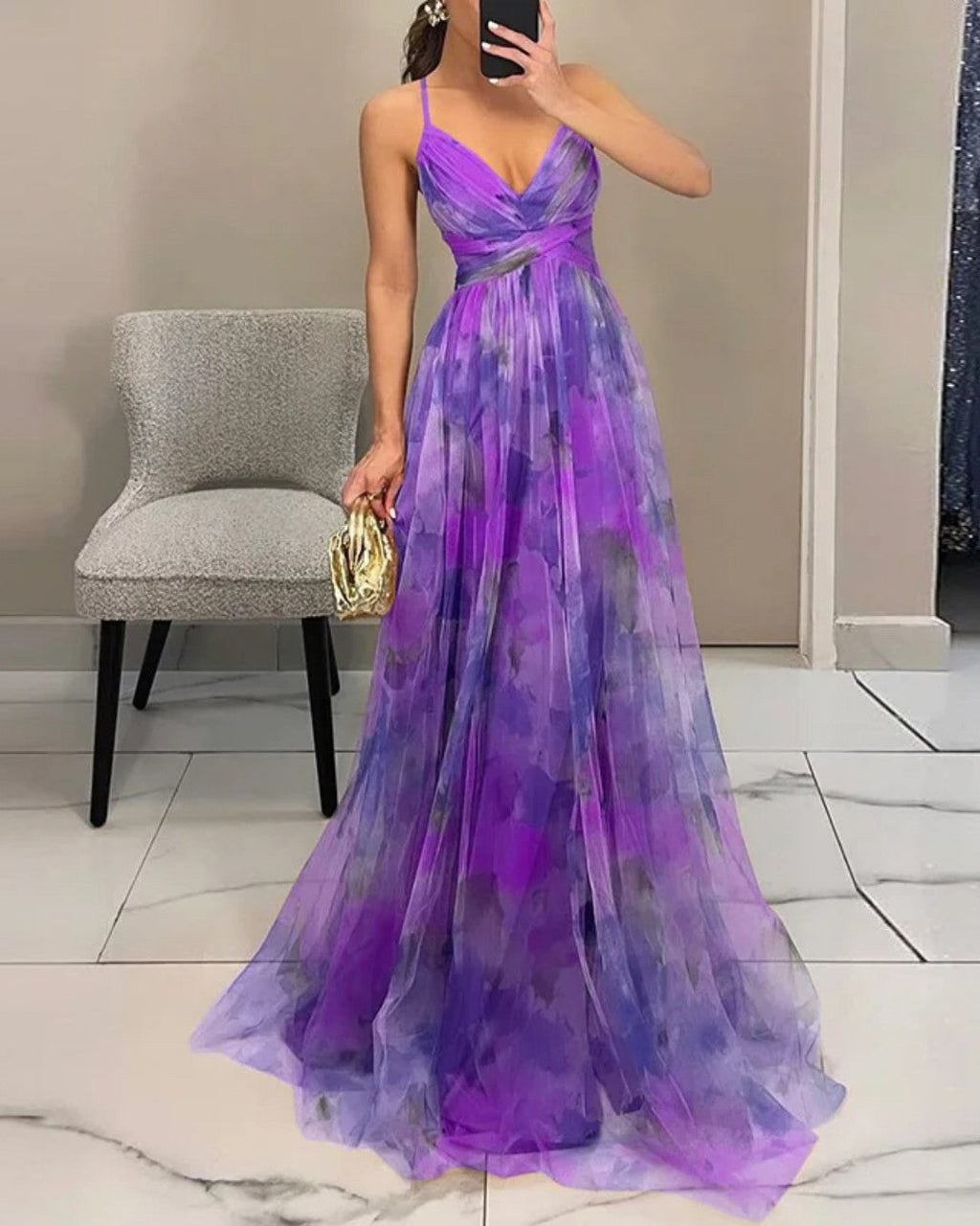 Damen Maxikleid Blumenprint Elegant