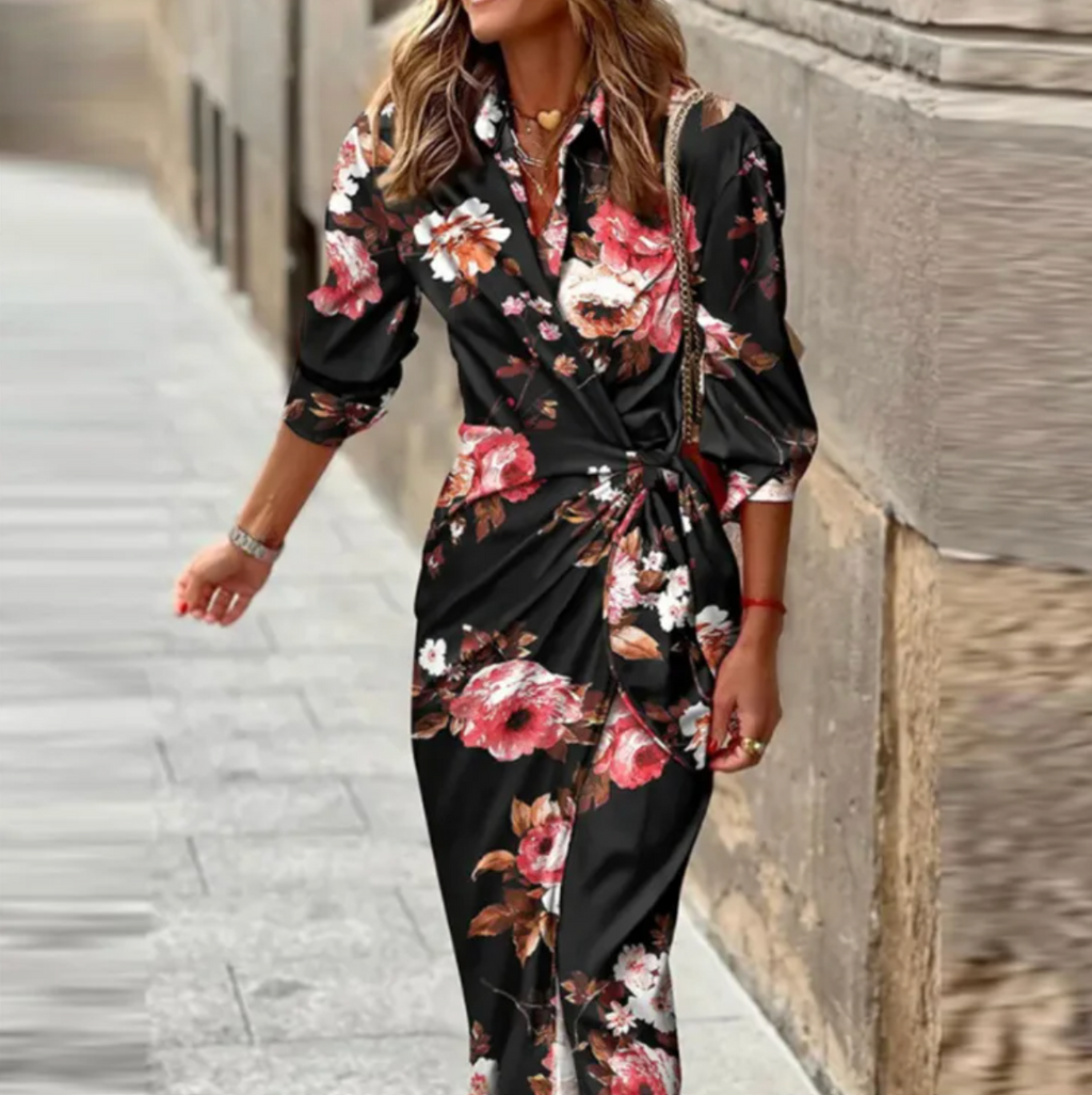Bedrucktes Elegantes Kleid mit Halben Ärmeln