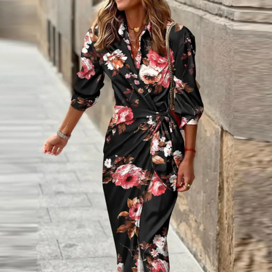 Bedrucktes Elegantes Kleid mit Halben Ärmeln