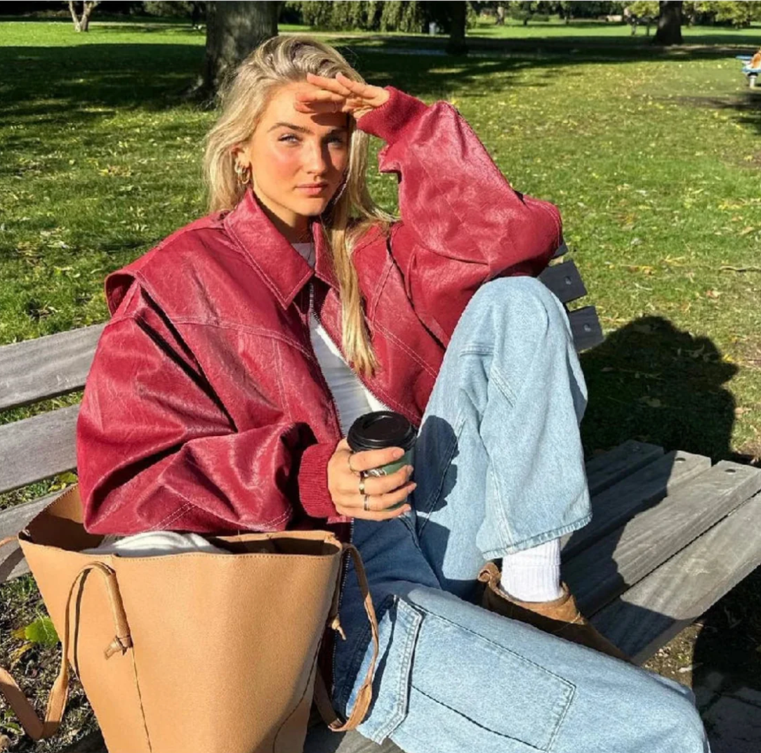 Rote Oversize jacke