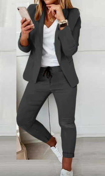 Damen Hosenanzug Mit Offenem Blazer Und Hose