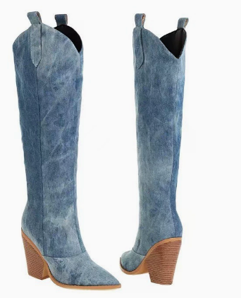 Knöchelhohe bestickte Wildleder- und Kunstleder-Cowboy-Stiefel - Mary