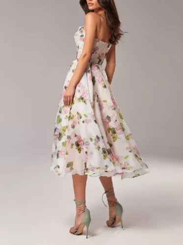 Elegantes Blumen Midi Kleid