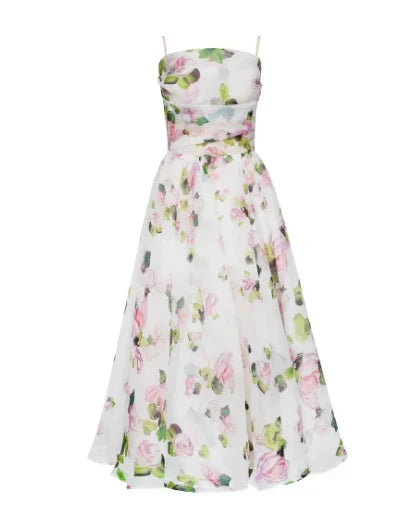 Elegantes Blumen Midi Kleid