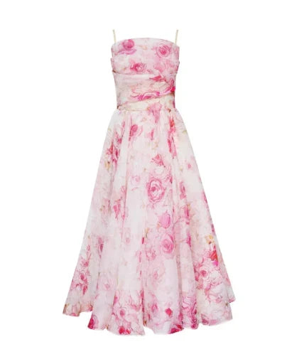 Elegantes Blumen Midi Kleid