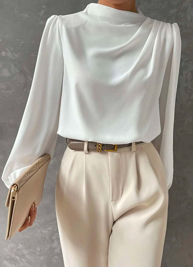 Elegante, Unifarbene Bluse mit Stehkragen
