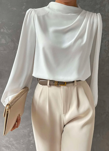 Elegante, Unifarbene Bluse mit Stehkragen