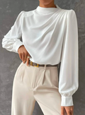 Elegante, Unifarbene Bluse mit Stehkragen