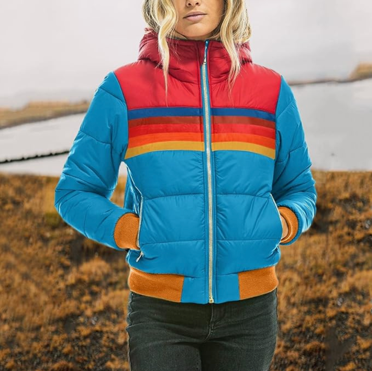Regenbogen Retro isolierte Jacke