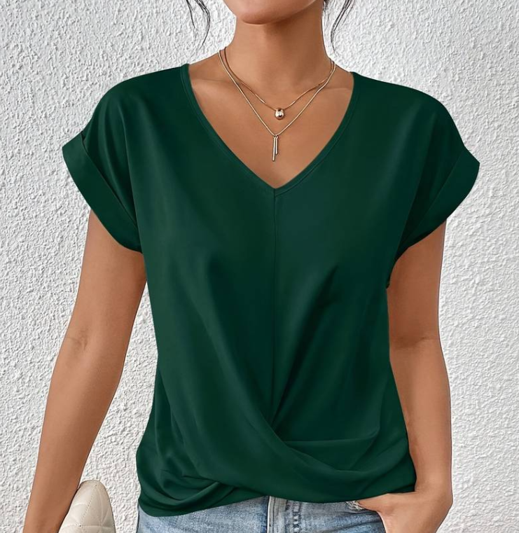 ShopNory | Damen V-Neck Bluse mit kurzen Ärmeln