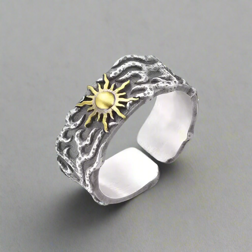 Gothic Sun Burst Sterling Silver Band Ring | Shop Nory