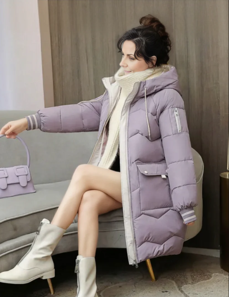 Kuschelige, Wintergefütterte Parka-Damenjacke