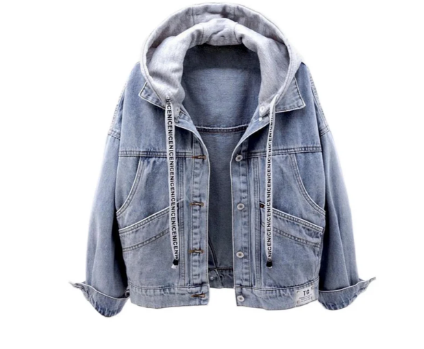 Lässige Jeansjacke für Frauen mit Kapuze