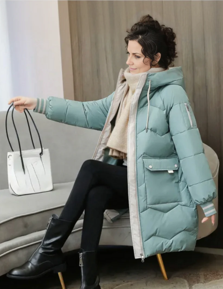 Kuschelige, Wintergefütterte Parka-Damenjacke