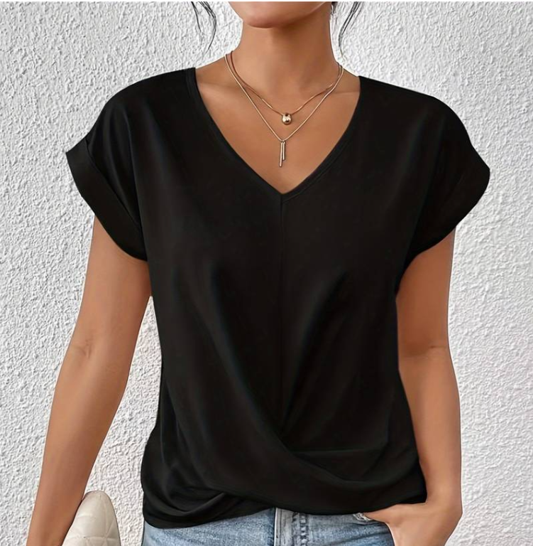 ShopNory | Damen V-Neck Bluse mit kurzen Ärmeln