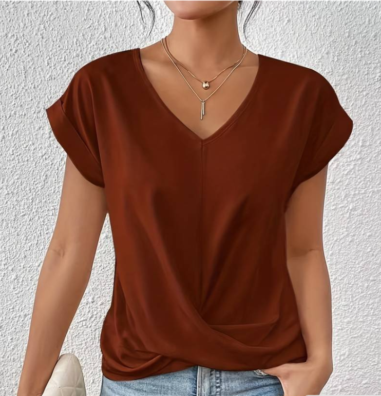 ShopNory | Damen V-Neck Bluse mit kurzen Ärmeln