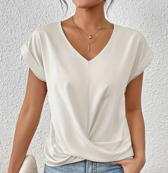 ShopNory | Damen V-Neck Bluse mit kurzen Ärmeln
