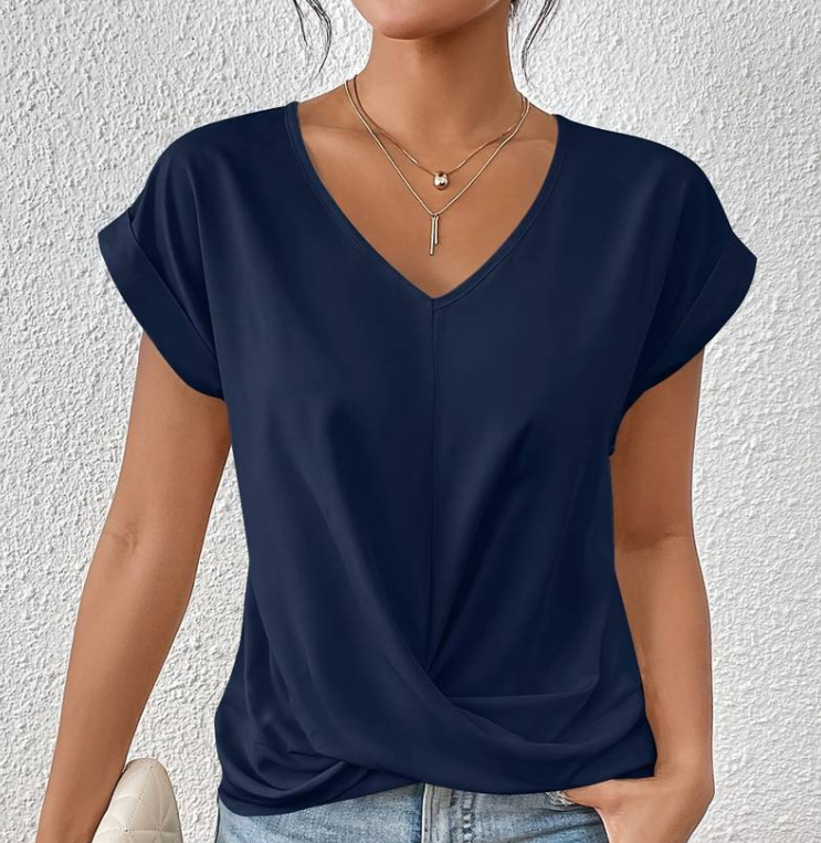 ShopNory | Damen V-Neck Bluse mit kurzen Ärmeln