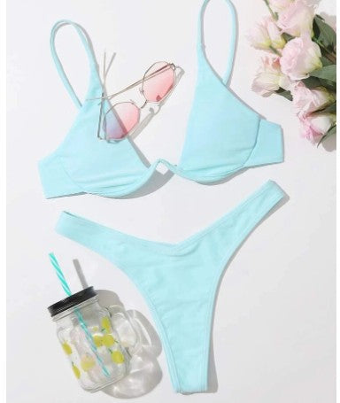 Bügel-Bikini-Set Push-Up-Bh und Tanga-Bademode für Damen