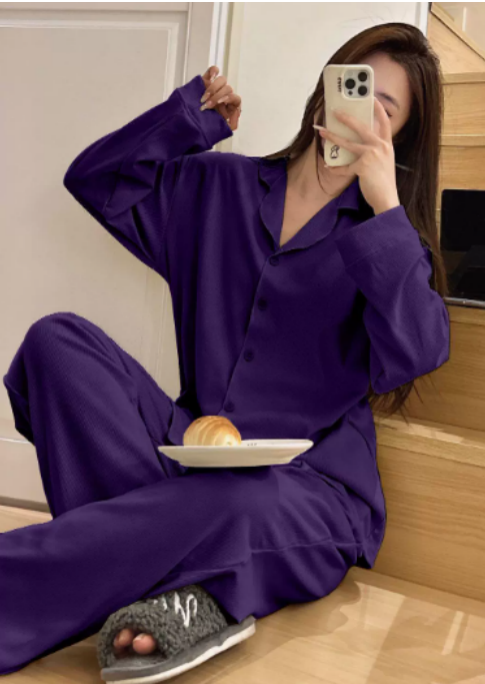 Satin PyjamA-Satz mit Weitem Hose