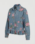 Damen Jeansjacke kurz mit Blumenprint