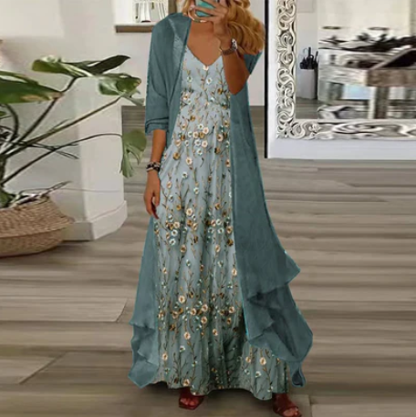 Blaues Maxikleid
