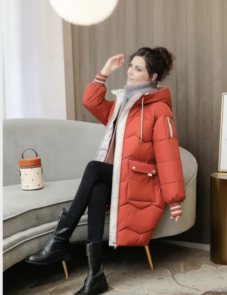 Kuschelige, Wintergefütterte Parka-Damenjacke