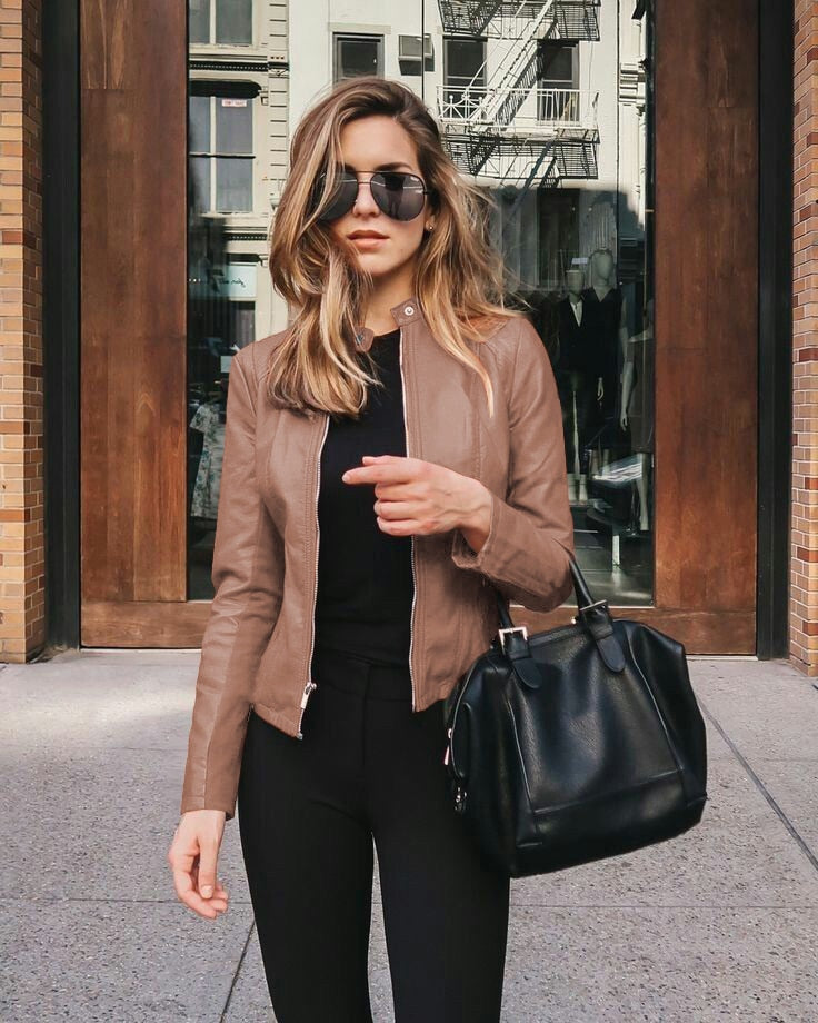 Damen Slim Fit Lederjacke