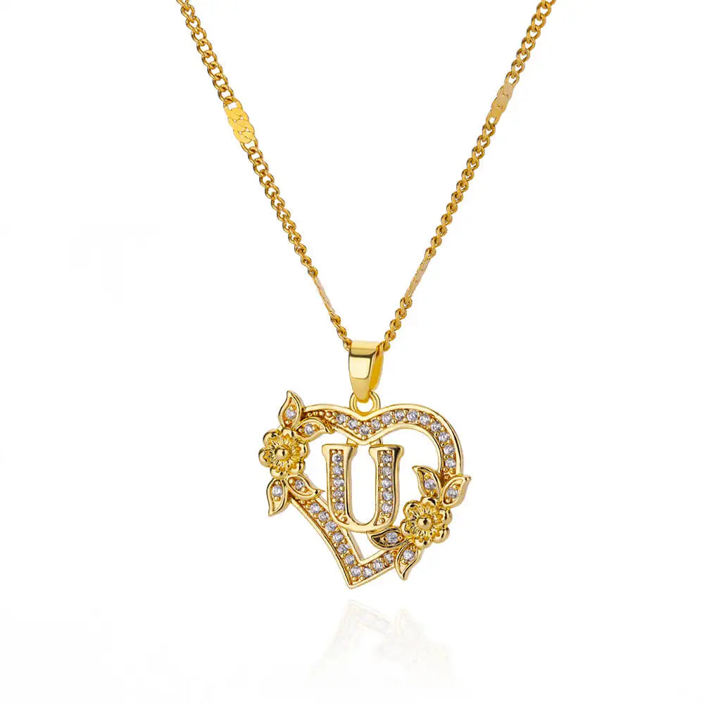 Herz-Initial-Halskette – A–Z Alphabet-Anhänger aus goldfarbenem Edelstahl Shop Nory