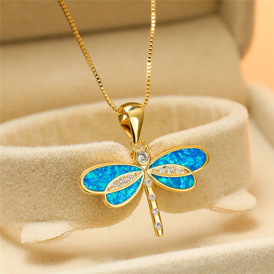 Libelle Halskette in Gold mit Opal | Shop Nory