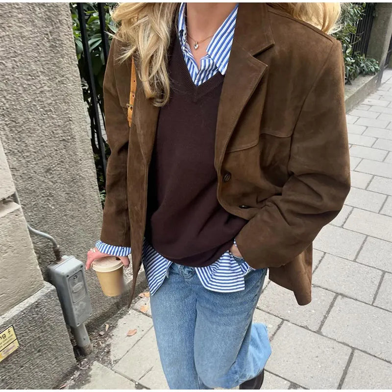 Elegante Braune Wild jacke