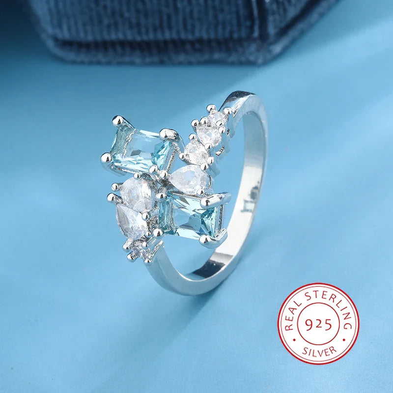 Aquamarin Zirkon Ring 925 Silber Ring | Shop Nory