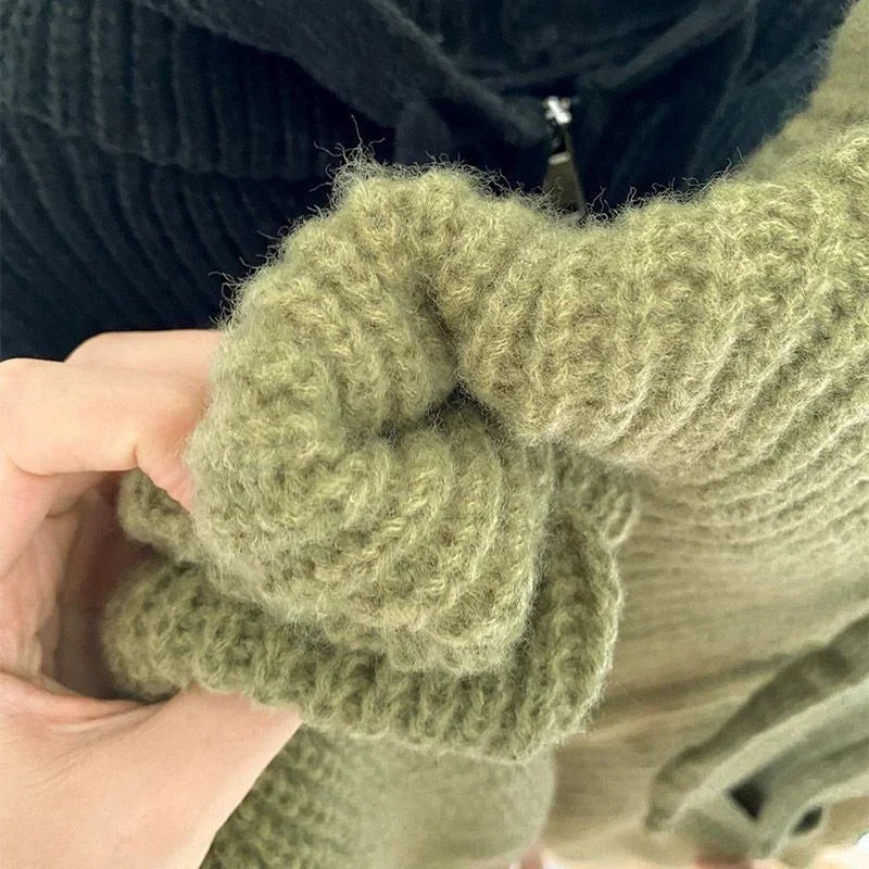 Oversized Strick Damenpullover mit Reißverschluss